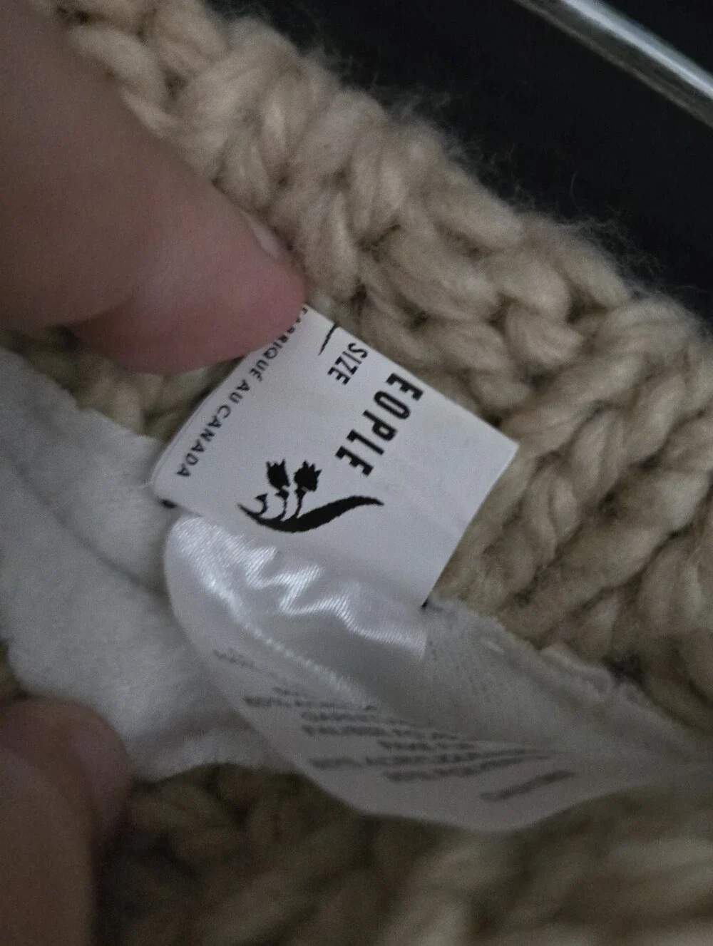 Free People Knit Cable Pom Fleece Lined Beanie